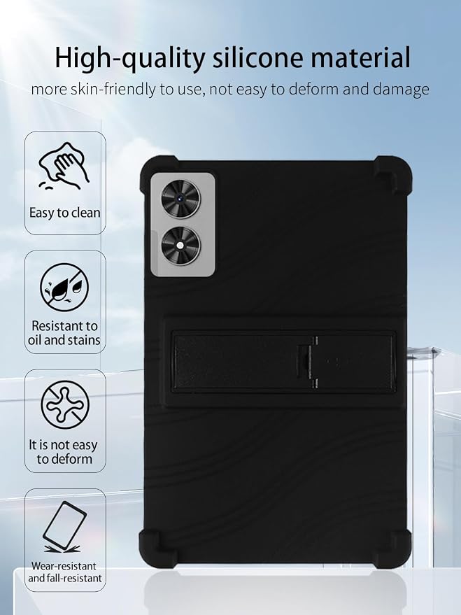for Frameflow P11T Android 16 11-Inch TabletUYRUREL Skin-Friendly Soft Silicone Protective CaseFull Protection Against Drops and Scratcheswith Adjustable Viewing StandBlack.