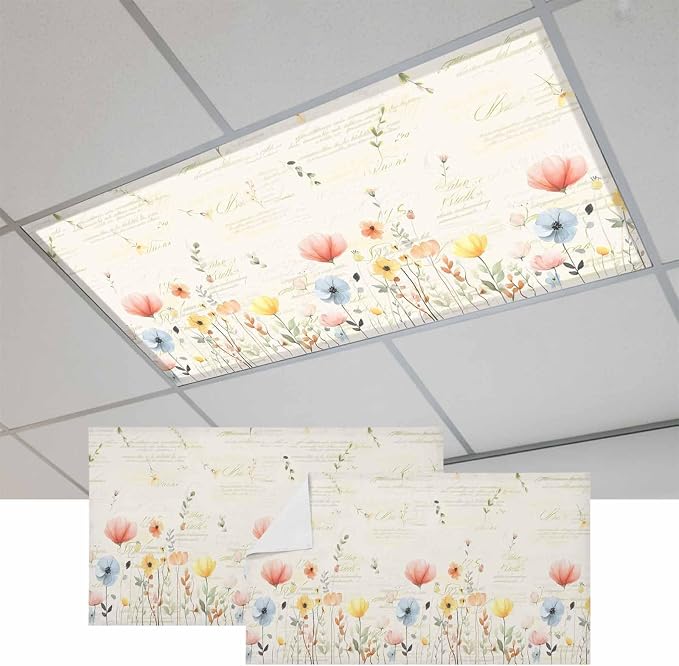 Fluorescent Light Covers for Ceiling Lights Spring Poppy Floral Magnetic Light