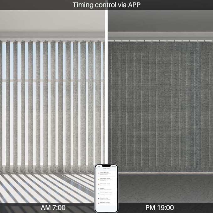 Blindify Motorized Vertical Blinds Compatible with Alexa Google Home, Blackout Sliding Door Shades Smart Vertical Blinds Remote Control Customize, 3-Layer Grey