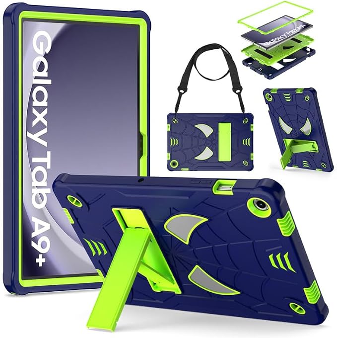 DETUOSI Case for Samsung Galaxy Tab A11+ Plus 11 2025/ A9+ Plus 2023 with Shoulder Strap 3-Layers Hybrid Heavy Duty Full-Body Shockproof4-Angles Viewing Protective Cover
