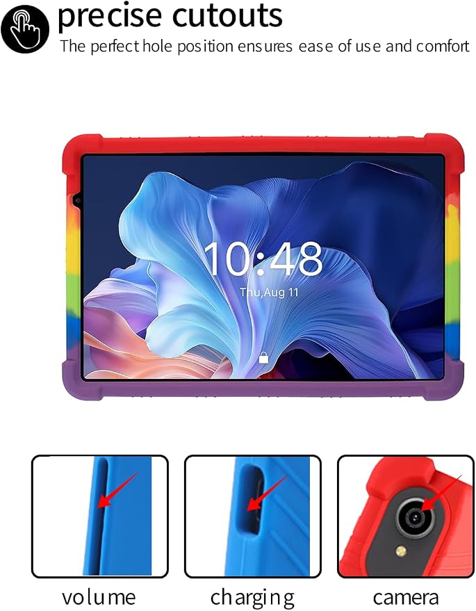 for ApoloSign EP103A 10.1 Tablet CaseBOVUGAC Soft Silicone Case Adjustable Stand Shockproof Kids Friendly (Black)