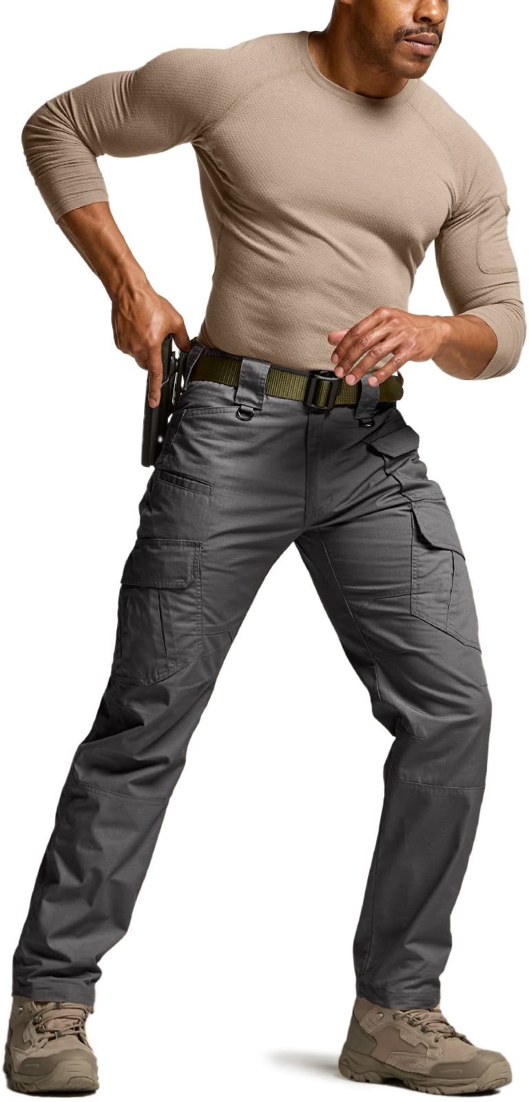 CQR Men's Tactical Pants, Water Resistant Ripstop Cargo Pants, Lightweight EDC Work Hiking Pants, Outdoor Apparel, Duratex Mag Pocket Charcoal, 38W x 30L