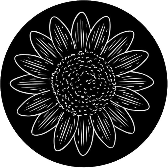 Sunflower Drawing Black and White PopSockets Adhesive PopGrip