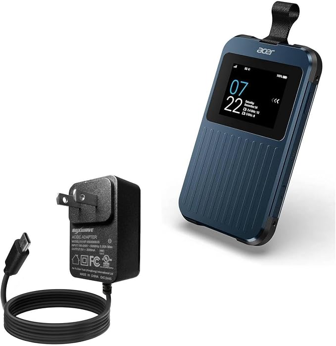 BoxWave Charger Compatible with Acer Connect Enduro M3 5G Mobile WiFi - Wall Charger Direct (15W) Rapid Charge Your Device with Built-in 3ft Cable