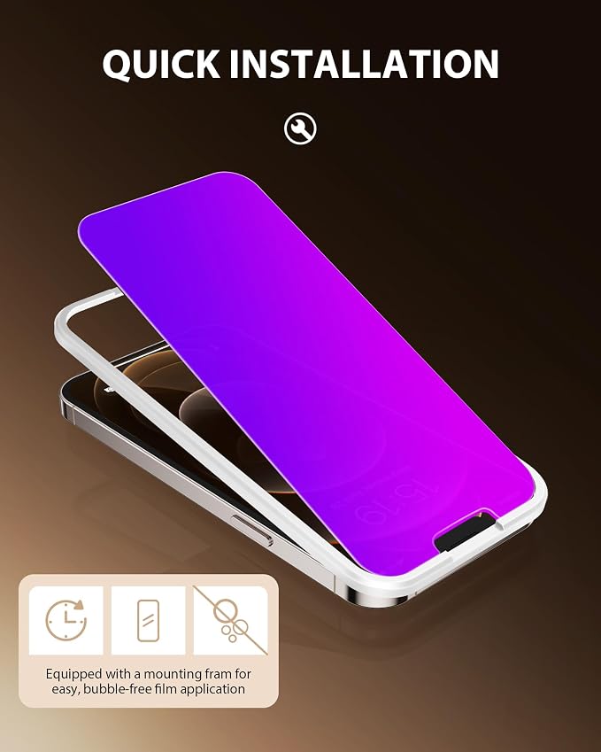 PDDKISS Compatible for iPhone 12/12 Pro Privacy Screen Protector | Pink Gradient Anti Spy Anti Blue Light HD 6.1 Inch Tempered Glass Easy Installation
