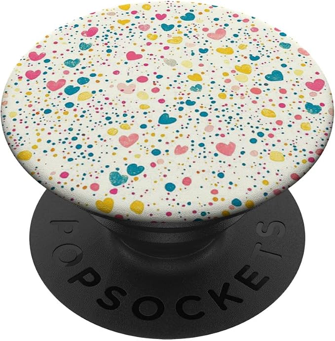 Colorful Heart Confetti Pattern PopSockets PopWallet for MagSafe