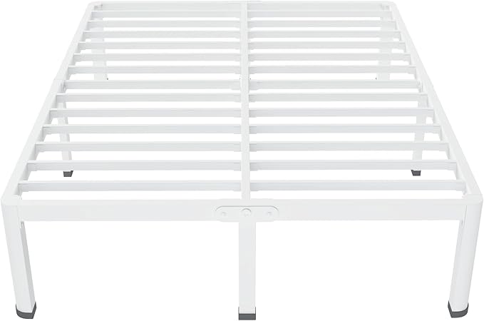 MAF 14 Inch King Metal Platform Bed Frame White with Round Corner Legs, 3000 LBS Heavy Duty Steel Slats Support, Noise Free, No Box Spring Needed, Easy Assembly
