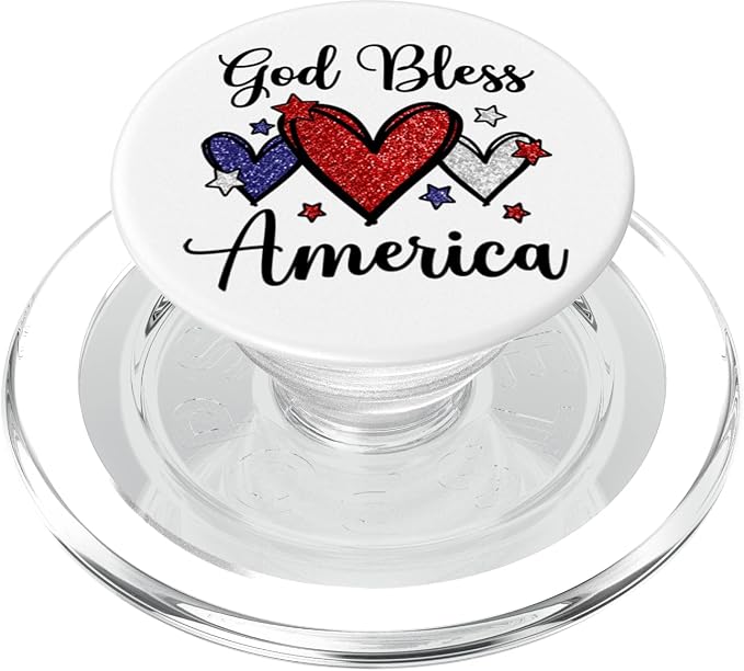 God Bless America Patriotic USA Flag Colors For Christians PopSockets Adhesive PopGrip