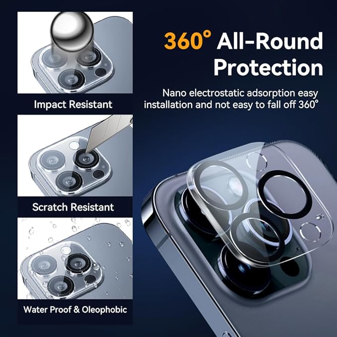 Camera Lens Protector for iPhone 13 Pro 6.1 &amp iPhone 13 Pro Max 6.79H Tempered Glass，Ultra HD Scratch Resistance Easy to Install，Case Friendly，[Does not Affect Night Shots] 3-Pack