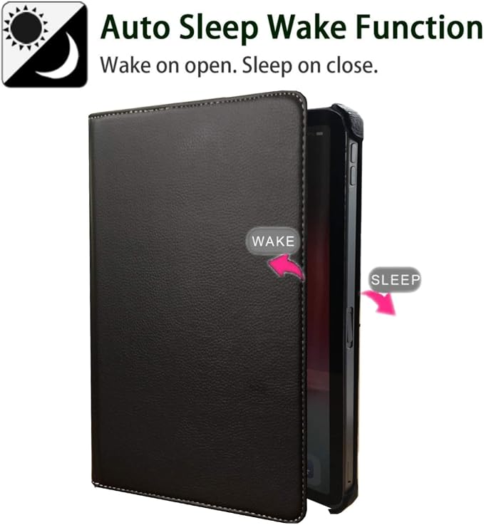 Case for ipad Pro 12.9 inch 3rd Generation 2018 Model A1876 A2014 A1895 A1983 360 Degree Rotating Smart Leather Auto Sleep/Wake Black