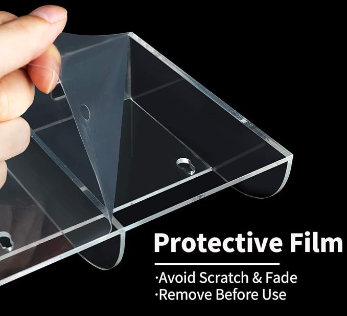 Clear Wall Tablet Holder Acrylic Wall Mounted Phone Holder for iPad Remote Control Holder Laptop Stand for eReader Storage Caddy with Charging Holes for Kindle iPhone