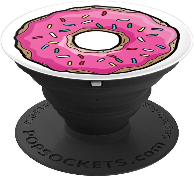 Pink Donut Sprinkles Funny Food Doughnut Lovers PopSockets Adhesive PopGrip