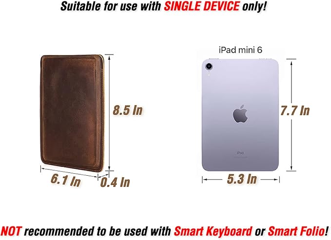 Top Grain Leather 12.9 Tablet Sleeve Slim Protector Vintage Design Fully Handmade Compatible with 12.9 iPad Pro 3/4/5/6 Gen Fits A2233 A2069 A2378 A2379 A2461 A2462 Coffee 12.9 Inch