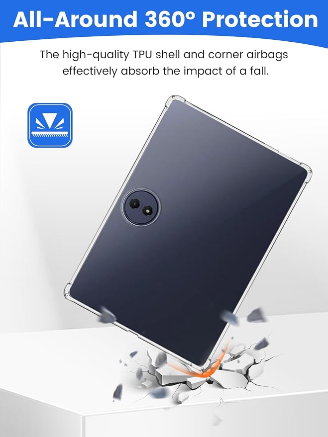 TPU Case for TCL TAB A1 Plus 12.2-Inch Tablet Soft Flexible Shockproof Cover with Airbag Protection Anti-Scratch(Clear)