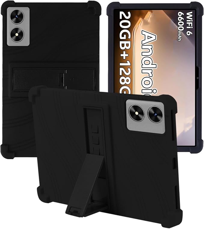 for SHARECLOUD P10/Frameflow P10 2025 10.1 Inch Tablet CaseBOVUGAC Soft Silicone Adjustable Stand Shockproof Kids Friendly for SHARECLOUD P10_T 10.1 Tablet(Black)