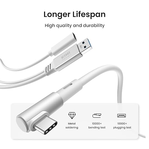 KIWI design Link Cable with Charging 16FT USB 3.0 to USB C White | Compatible with Quest 3S/3/2/Pro/Pico 4 Accessories and PC/SteamVR Link Cable with 5Gbps Super Speed for Extended Gameplay