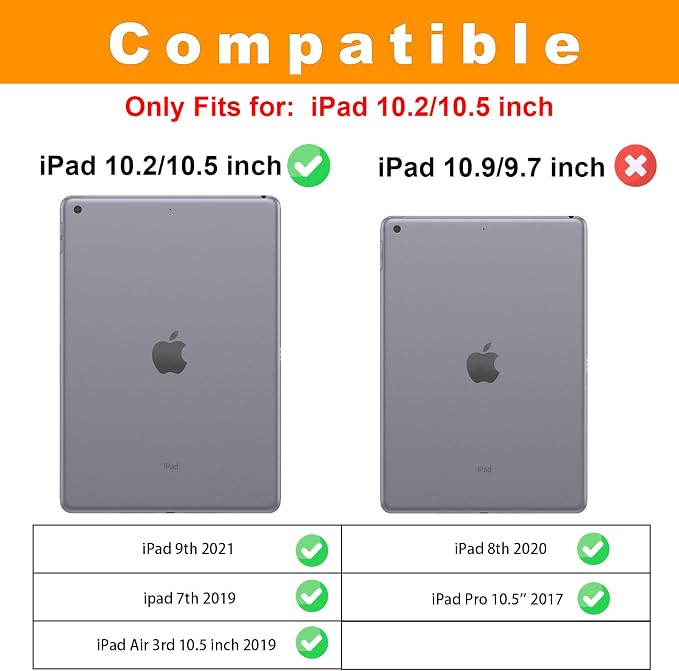 Case for iPad 9th / 8th / 7th Generation (2021/2020/2019) 10.2 Inch Premium Leather Flip Cover Multi-Angle Viewing Stand with Hand Strap Auto Wake Sleep for iPad 10.2Black