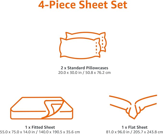 Amazon Basics Lightweight Super Soft Easy Care Microfiber 4 Piece Bed Sheet Set with 14-Inch Deep Pockets, Full, Navy Blue, Solid