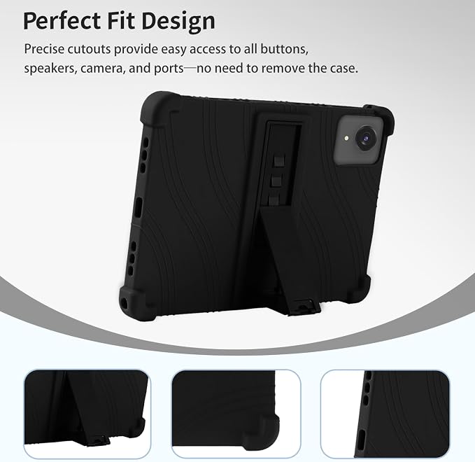 Case for ECOPAD T30 10.1-Inch Tablet – Shockproof Silicone Protective Cover with Kickstand Drop-Resistant Business Style (Black)