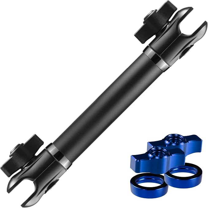 Tackform 10 Long 20mm Ball and Socket Arm DuraLock 20 Series Aluminum Tube Arm | Dual 20mm Sockets and Optional Anti-Theft Knobs | Black