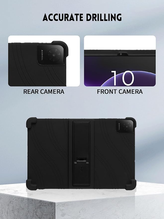 Case for TCL TAB 10 Gen 4 Android Tablet 10.1 Inch 8483A (Black) | Soft Silicone Kids Friendly Protective Cover with Adjustable Stand Drop-Proof