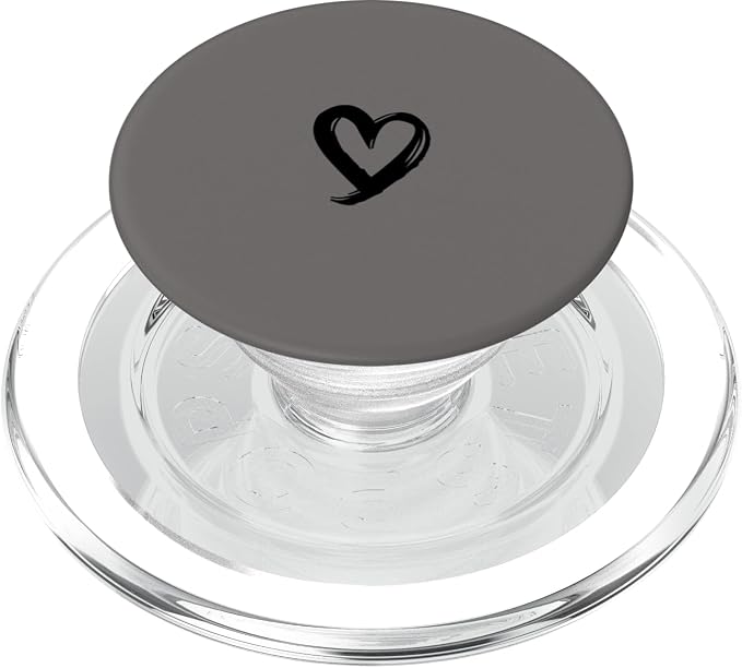 Black Minimalist Heart Gray PopSockets Adhesive PopGrip