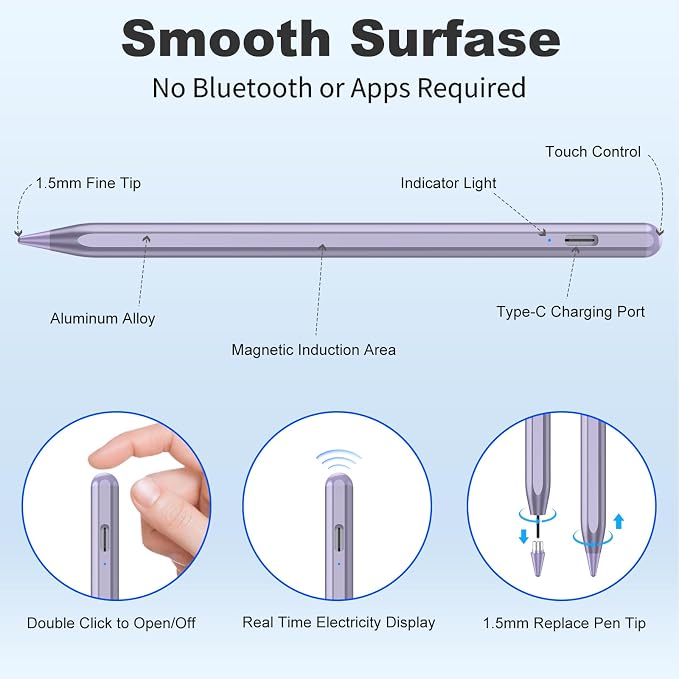 COO Universal Active Stylus Pen for iOS Android &amp Samsung Touch Screens | Smart Digital Stylus for Lenovo/Vivo/Mi/HUAWEI Tablets iPhone/Samsung/Pixel Phones for Drawing&ampWriting Gradient Blu