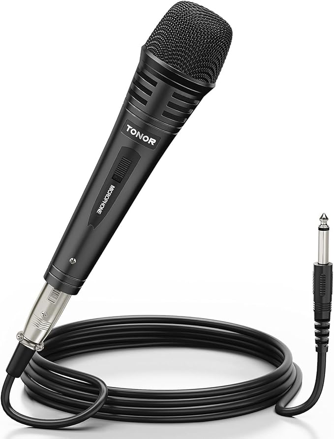 TONOR K1 Vocal Microphone for Singing, Dynamic Handheld Wired Karaoke Mic, Microfono with 5M XLR to 1/4" Cable, Compatible with Amp, Mixer, Suitable for Speech, Karaoke and Outdoor Activities