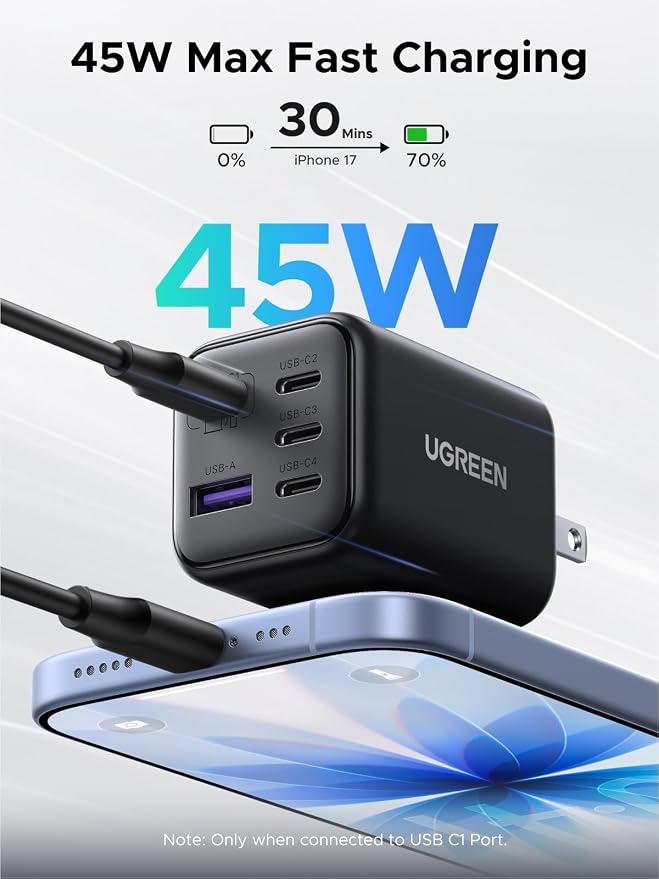 UGREEN USB C Charger with 100W USB C to USB C Cable (2-Pack) Fast Charging Wall Charger Bundle for MacBook Pro/Air iPad Pro iPhone 15/16 Samsung Galaxy S24 Pixel USB-C Laptops &amp Phones