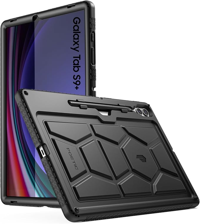 Poetic TurtleSkin Case for Samsung Galaxy Tab S10 FE Plus (2025 Release) 13.1 inch Case with S Pen Holder Heavy Duty Shockproof Kids Friendly Protective Silicone Cover Black