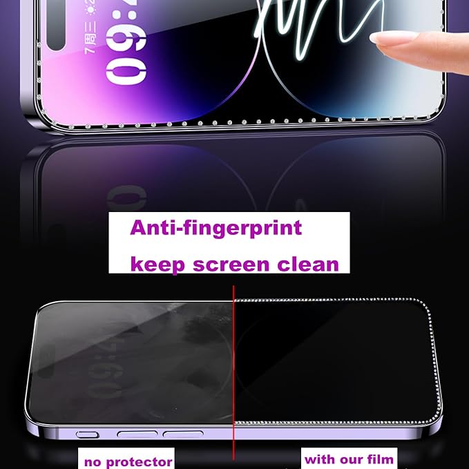 2PCS Glitter Privacy Screen Protector suit for iPhone 12 Pro max Anti-spy Diamond Bling Shiny Shine on Night Sparkling Tempered Glass Suit for iPhone 12 pro max 6.7 Inch