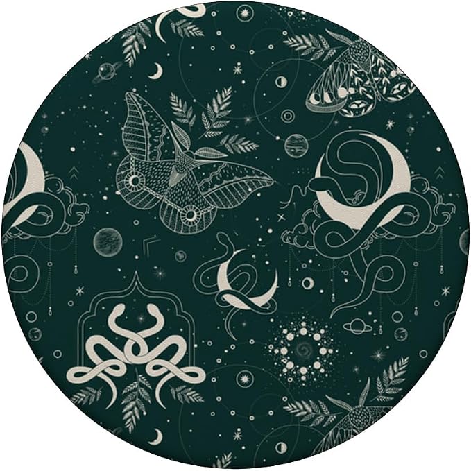 Dark Green Mystical Witchcore Celestial Night Moth &amp Snake PopSockets Adhesive PopGrip