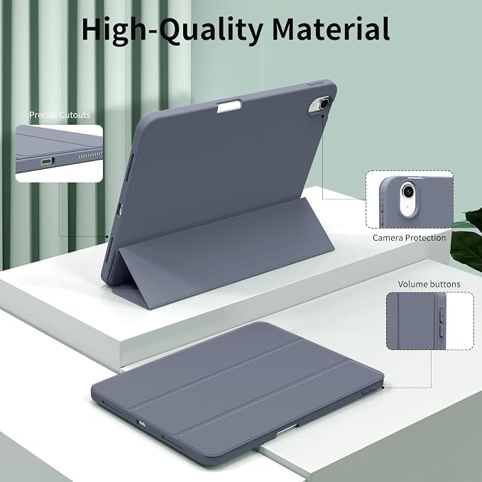 kenke Case for iPad Air 11-inch M4/M3/M2 (2026/2025/2024) iPad Air 5th/4th Generation (2022/2020) 10.9-inch Auto Sleep/Wake Slim Trifold Smart Cover with Pencil Holder Soft TPU Back Black