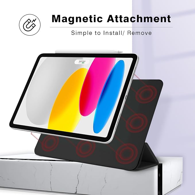 Magnetic Case for iPad (A16) 11th Generation 11 Inch 2025 Smart Folio for iPad 10th Generation 10.9 inch 2022 Trifold Stand Tablet Cover with Auto Sleep/Wake Slim Lightweight Case Black
