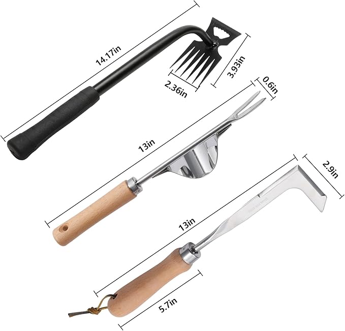 Gardening Hand Weeder Tools, 6 Teeth Uprooting Weeding Tool Multifunctional Manual Hand Weeder for Lawn Garden, Crack Weeder Crevice Weeding Tool, 3 PCS