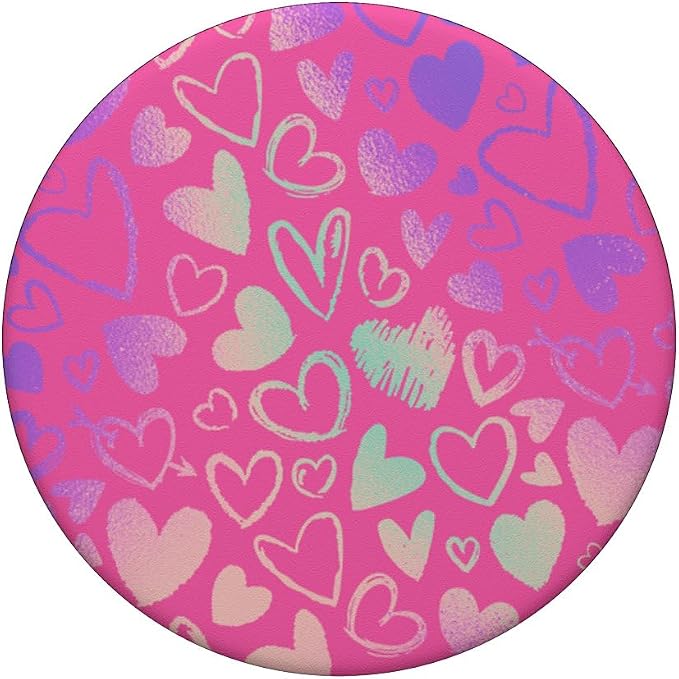 Rainbow Modern Hearts Pink PopSockets Adhesive PopGrip