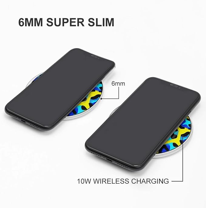 Blue Leopard Stripe Wireless Charger Fast Charging Pad | Anti-Slip Qi Certified Wireless Charging Pad for All Phones with Wireless Charging Function for Home Office Travel
