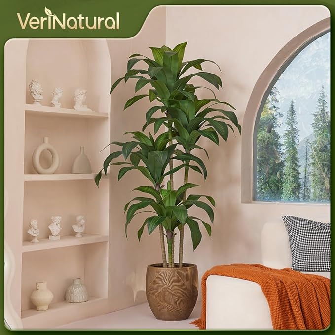 Artificial Dracaena Tree, 6FT Tall Fake Plants with UV Resistant Leaves, Faux Tropical Yucca Trees for Indoor Outdoor, Potted Large Floor Plant for Home Decor Living Room Porch, VN123