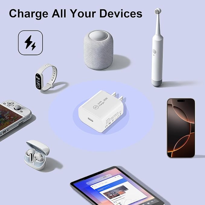 520W USB C Charger Station 8-Port (4C+4A) GaN Fast Charger Block 100W PD PPS for MacBook/iPad/iPhone with PFC &amp Anti-Slip Base Ventilation Design Include 1.5M 100W Cable &amp Cable Organizer