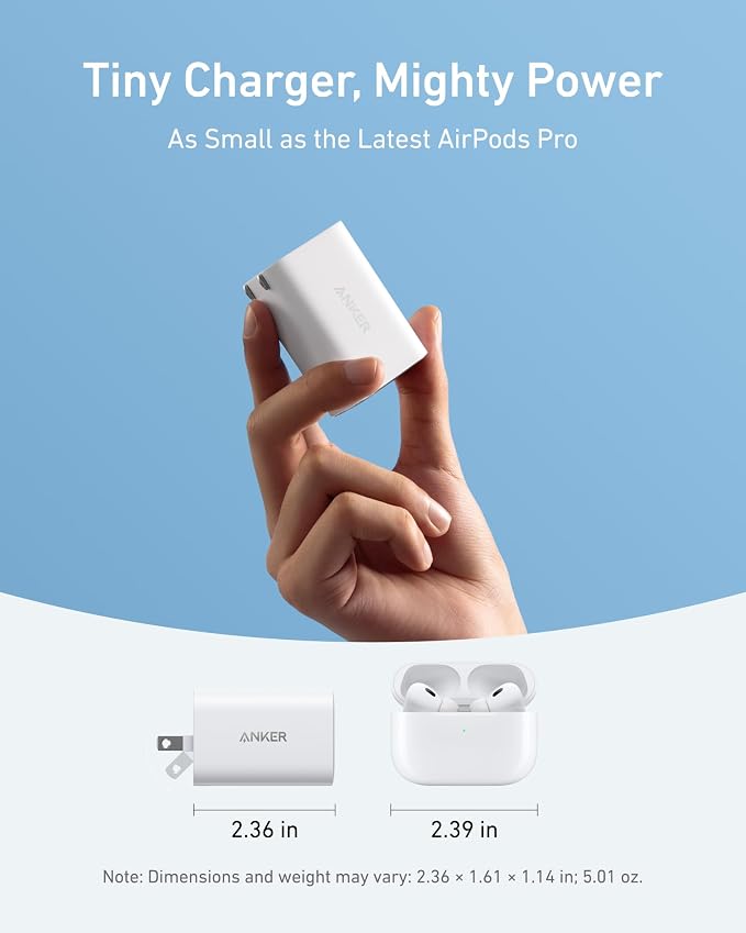 Anker Laptop Charger 100W Foldable Type C Charger Fast Charging | For MacBook iPhone 17 Series and All USB C Devices with 6FT USB-C Cable Included Compatible with MagSafe