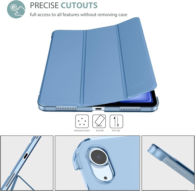 ProCase Smart Case for iPad Air 11-inch M4/M3/M2 &amp Air 10.9 5th/4th Gen | Hard Back Cover with Auto Sleep/Wake Slim Lightweight Case for iPad Air 11 2026/25/24 &amp 10.9 2022/2020-Aqua