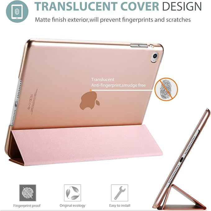 ProCase Slim Stand Case for iPad Air 2nd Gen 2014 Black | Fits Models A1566 / A1567 Ultra Slim Lightweight Protective Shell Translucent Frosted Back