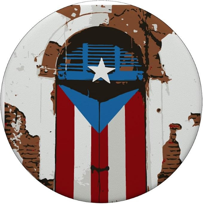 Puerto Rico Flag on Door PopSockets Adhesive PopGrip
