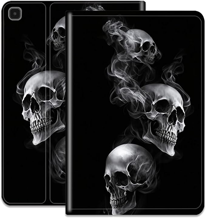 for Samsung Galaxy Tab A8 10.5 2022 Slim Case with Adjustable Stand Cover with Auto Wake/Sleep Smart Cover for Samsung Galaxy A8 10.5 Inch（SM-X200/X205/X207）- Black and White Skull Head Tree