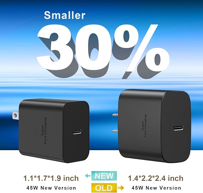 45W Fast Charger Type C ChargerUSB C Charger Fast Charging Block for Samsung Galaxy S23 Ultra/S23/S23+/S22/S22 Ultra/S22+/Note 10/Note 20/S20/S21/S10 S10e S9 S8 Plus (2 Pack)