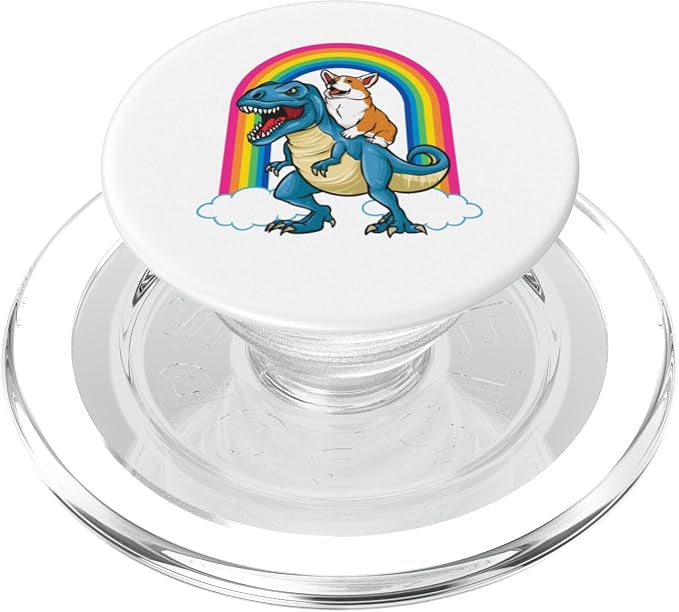 Rainbows Corgi TRex Dinosaur Novelty Apparel and More PopSockets Adhesive PopGrip