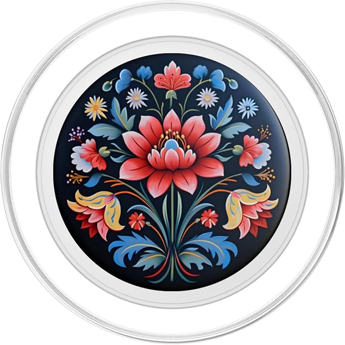 Norwegian Rosemaling Flower Rose PopSockets PopGrip for MagSafe