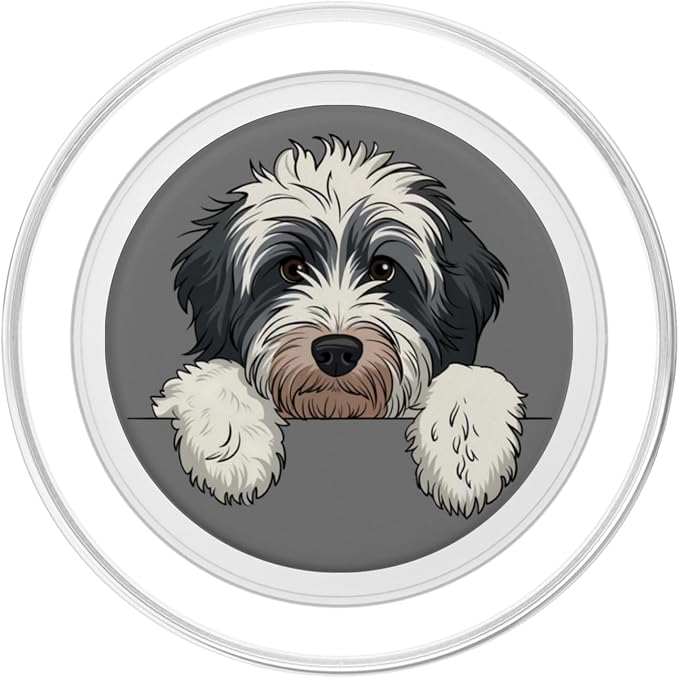 Cute Bernedoodle Peeking Doodle Puppy Dog Lover Men Women PopSockets Adhesive PopGrip