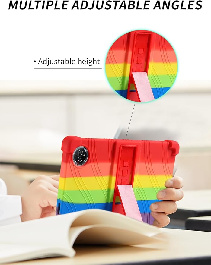 Case for Raemond K80 Tablet 10 Inch Android 15WUNIAK Hollow Back DesignHeat Dissipation Shockproof Lightweight Adjustable Kickstand Silicone Shell&ampKids Friendly Soft CaseBlack