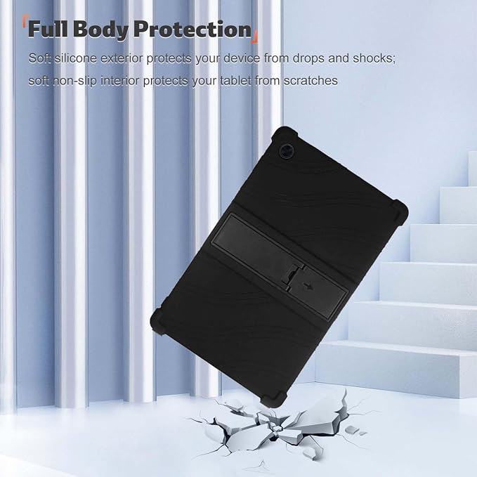 Case for T-Mobile REVVL Tab 2 10.1 Inch Android Tablet - Durable Grip Protection Silicone Case with Kickstand (Black)